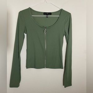 Derek <3 heart Army Green Zip Up shirt